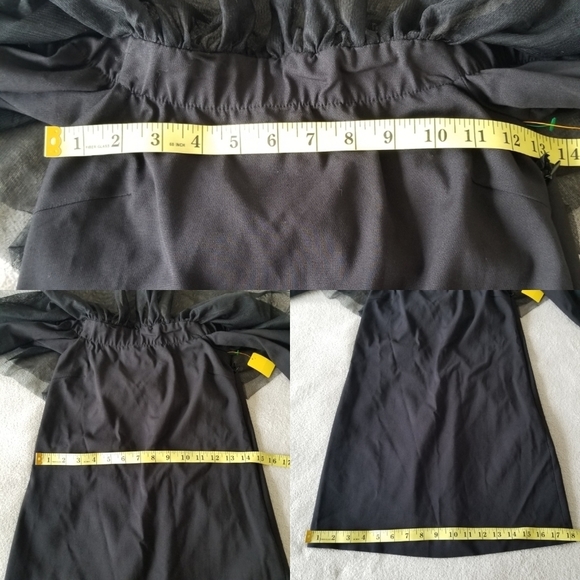 ZARA Trafaluc Tulle Off Shoulder Mini Little Black Dress NWT - Picture 6 of 8